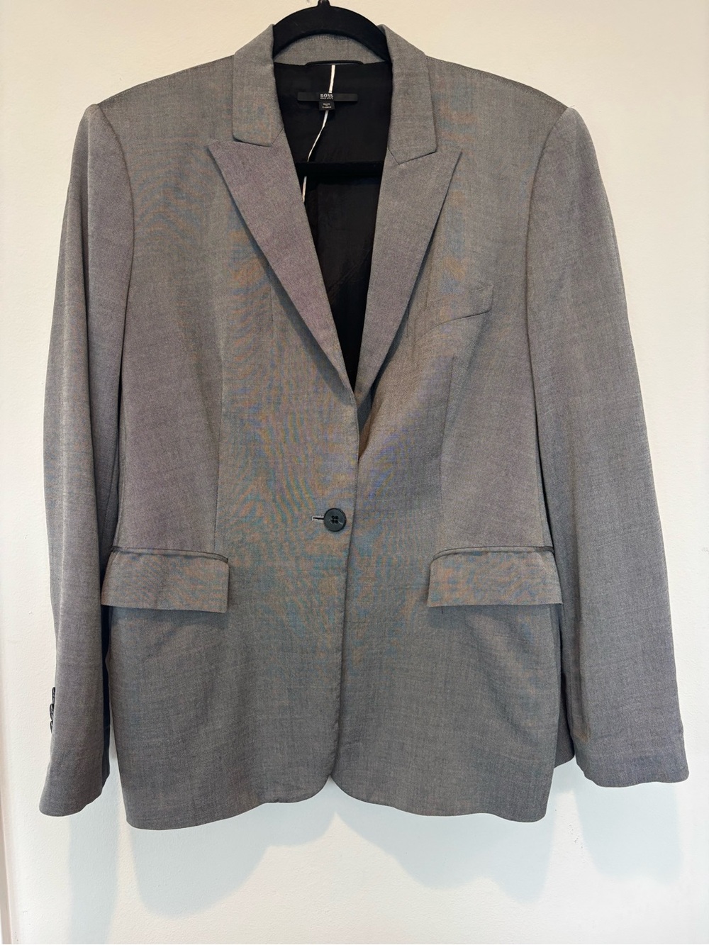 Hugo Boss Light Grey Single-Button Blazer 44